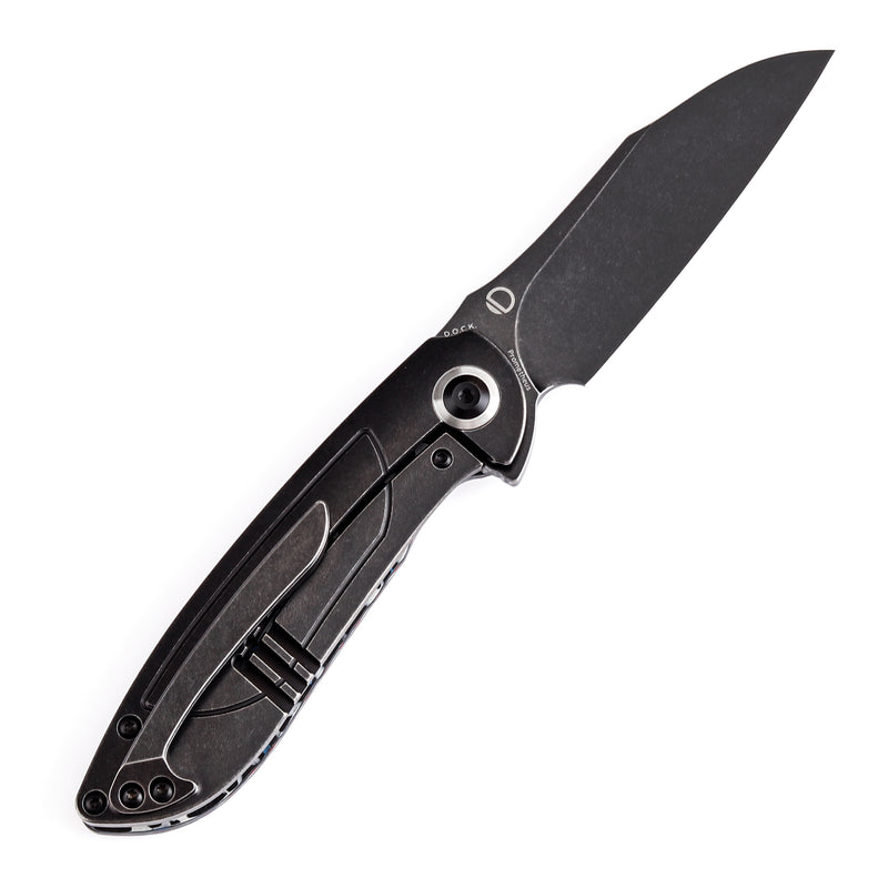 KANSEPT Prometheus Folding Knife White Blue Red Nebula Carbon Fiber Handle(3.29'' CPM S35VN Blade)D.O.C.K. Design-K1040A2