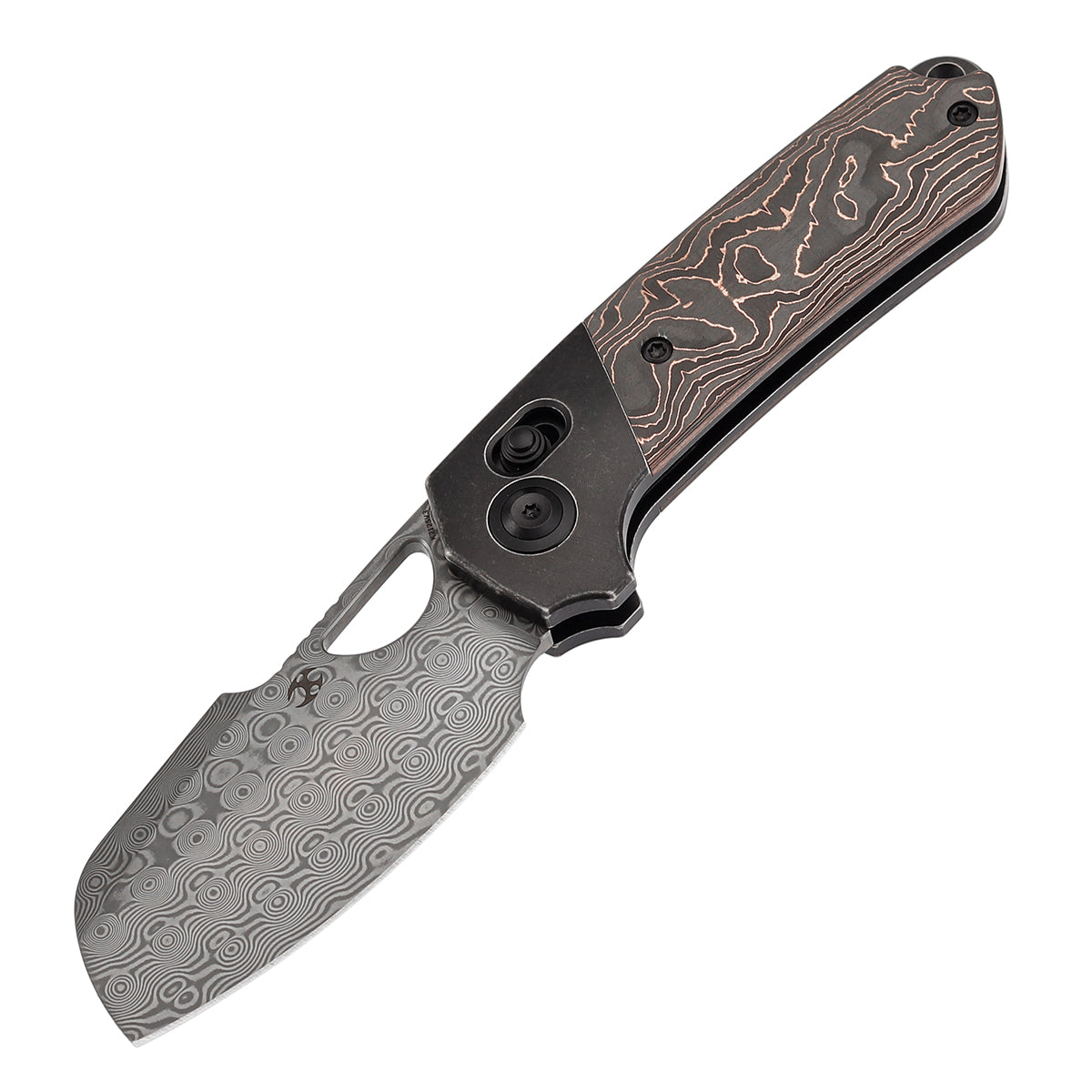 KANSEPT Nahual Crossbar Lock Knife Blackwash Titanium with Copper