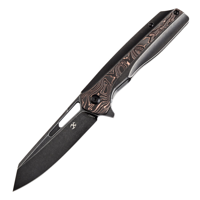 KANSEPT Shard K1006C1 Blackwashed CPM S35VN Blade Blackwashed Titanium and Copper Carbon Fiber Handle With Kim Ning Design