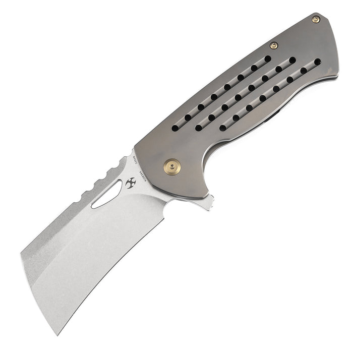 KANSEPT Leviathan Flipper Bronze Anodized Titanium with Holes Handle (3.9''CPM S35VN Blade ) Warhawk Knives Design -K1083A4