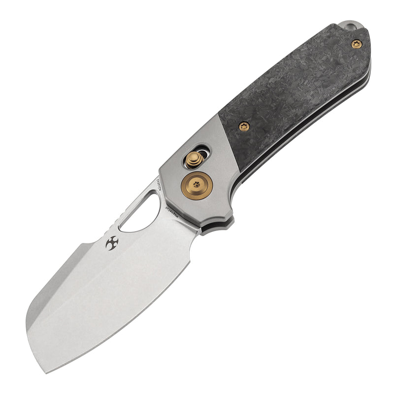 KANSEPT Nahual Crossbar Lock Knife Beadblasted Titanium with Shred Carbon Fiber Handle(2.95" Magnacut Blade)Javier Garcia Design-K2125V2