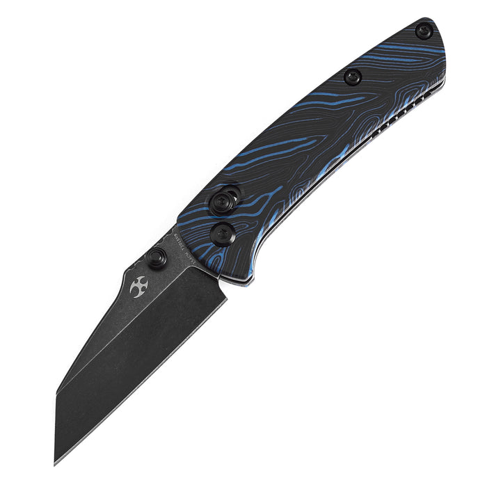 KANSEPT Little Main Street Cross Bar Lock Blue & Black G-mascus Handle (2.26'' Blackwash 154CM Blade) Dirk Pinkerton Design T2015V9