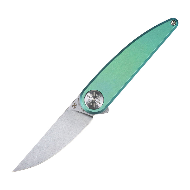 Symétrix | Frame Lock | Green Anodized Titanium | 2.85" CPM S35VN | Alain André Design | K2141A2