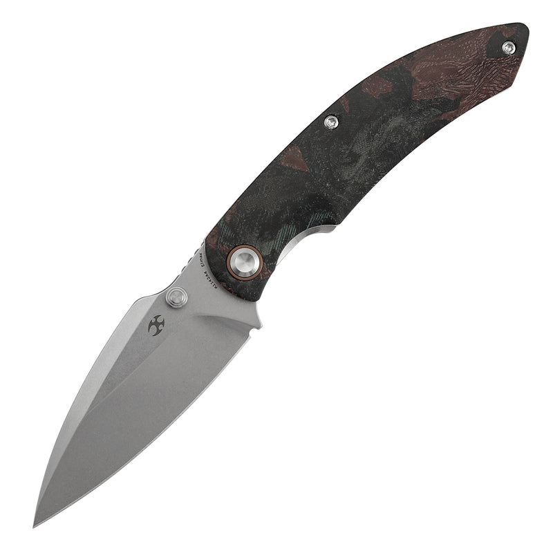 Kansept Falk | Limited Version | Thumb Stud | Green Rag Burl Canvas Micarta | 3.31" Elmax Blade | Cédric Destombes Designed | K1142A4