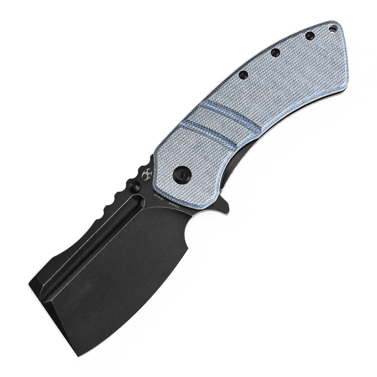 KANSEPT XL Korvid Flipper Knife Blue Micarta Handle (3.55'' 154CM