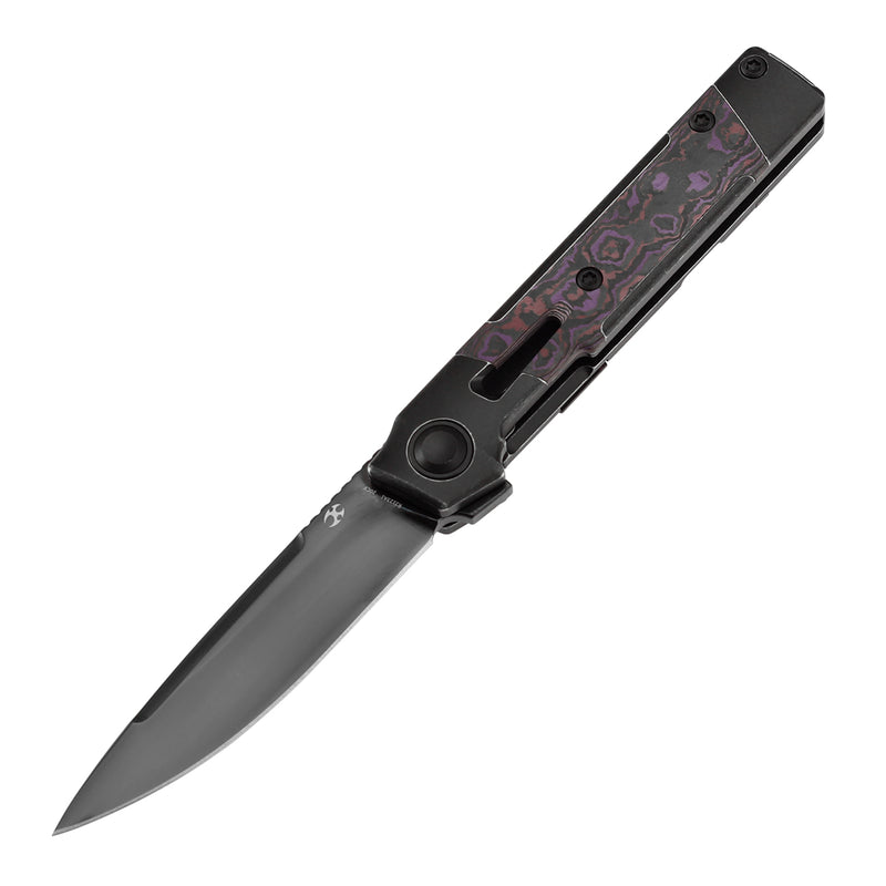 KANSEPT Kitpu Flipper Blackwash Titanium with Purple Haze Fatcarbon (2.9" Mirror DLC CPM20CV) Jonathan Styles Design- K2123A1