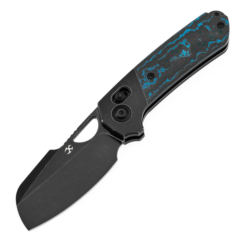 KANSEPT Nahual Crossbar Lock Knife Blackwash Titanium with Arctic Storm Fatcarbon Handle(2.95" Magnacut Blade)Javier Garcia Design-K2125V4