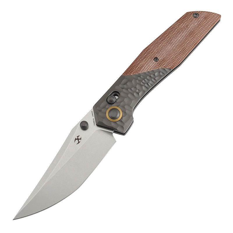 Deadite | Gray Aluminum (Rock Texture) with Brown Micarta Scales | 3.52" 154CM Blade | Tuffknives Design | T1081V1