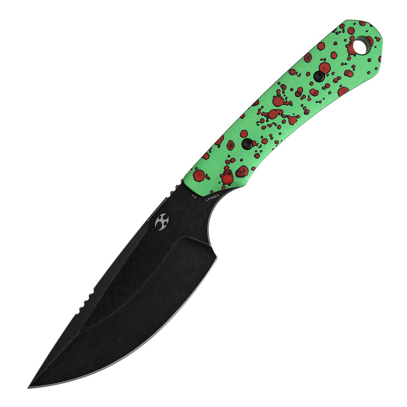 Kansept Flank | Fixed Blade | Aluminum with Zombie Blood Printn | 3.69" D2 Blade | TuffKnives Design | G006A7