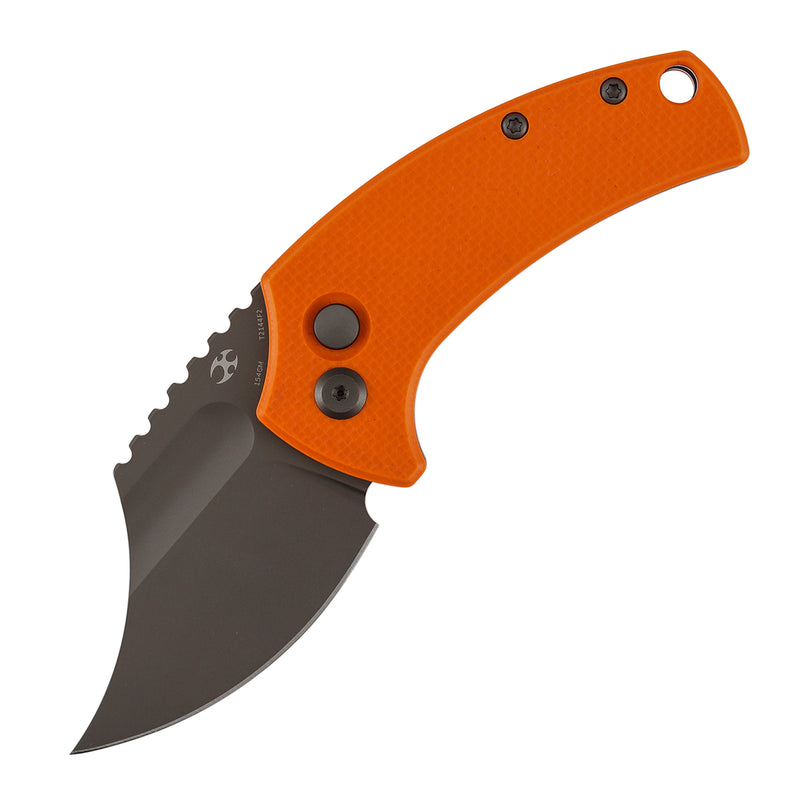 Kansept Wasp | Button Lock | Orange G10 | 2.36" Gray TiCn Coated 154CM Blade | Koch Tools Design | T2144F2