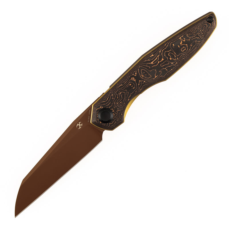 Kansept Halide | Liner Lock | Copper Carbon Fiber | 3.2" Rose Gold Coated CPM S35VN Blade | James Arnold Design | K1136A5