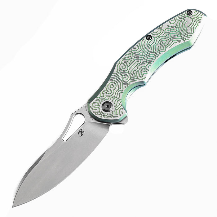 KANSEPT Echis Thumb Hole Green Anodized Textured Titanium Handle (3.45''CPM S35VN Blade ) Djinn Design -K1071A4