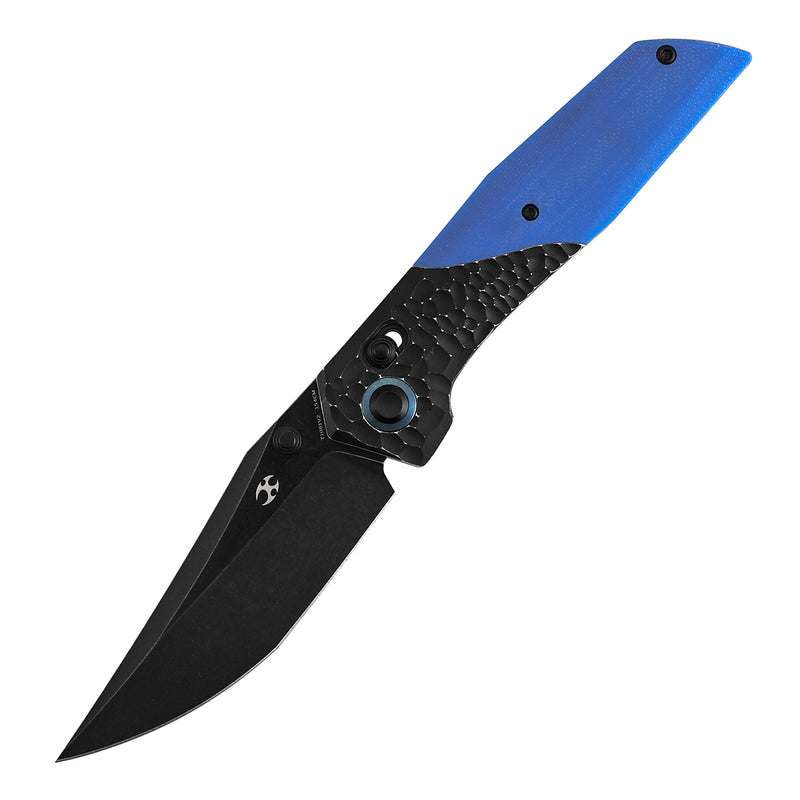 Deadite | Blackwash Aluminum (Rock Texture) with Blue G10 Scales | 3.52" 154CM Blade | Tuffknives Design | T1081V2