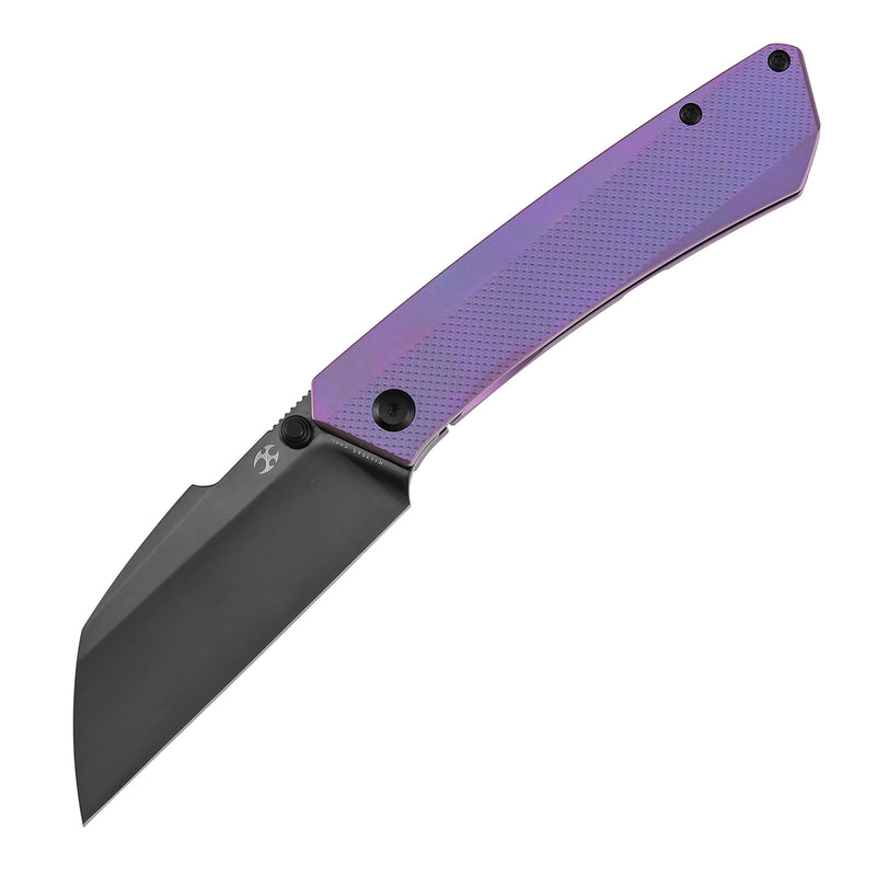 KANSEPT Contra | Thumb Stud | Purple Anodized Titanium with Diamond Pattern | 3.25" Mirrior DLC S90V Blade | Nathan Contra Design | K1139A5