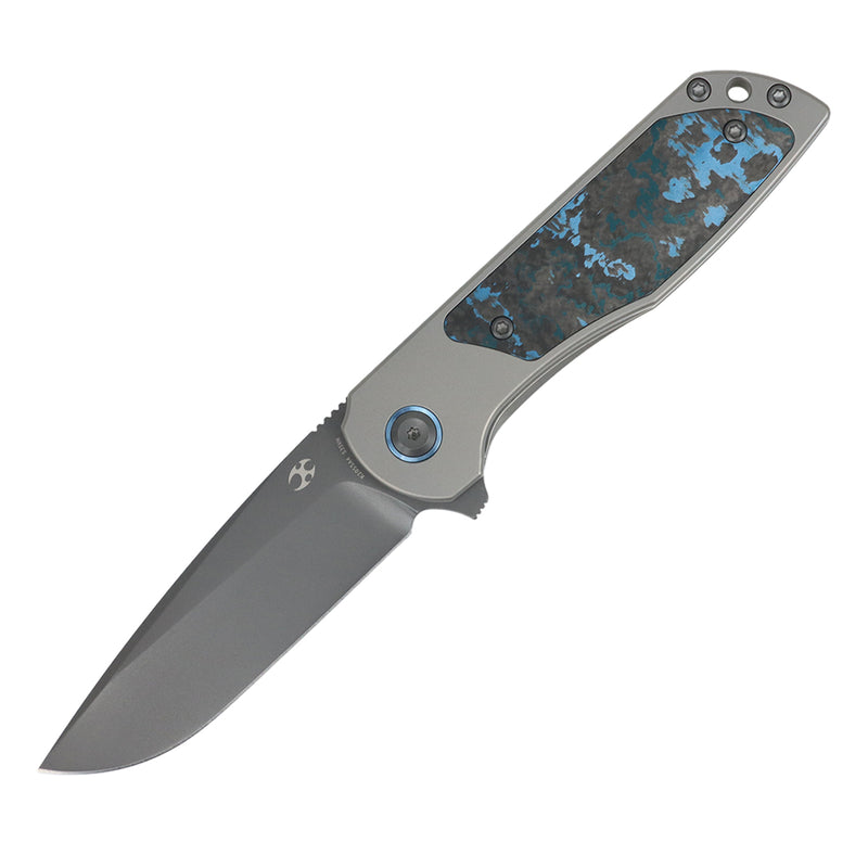 Ptarmigan | Frame Lock | Beadblasted Titanium & Arctic Storm FatCarbon | 3.12" Gray TiCn Coated CPM S35VN | Jared Price Design | K2055A4