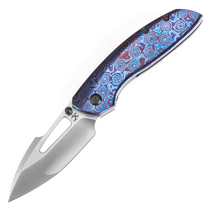 KANSEPT Link Thumb Studs Timascus and Blackwash Titanium Handle (3.0''CPM 20CV Blade )Triple Stripe Knives Design-K1068A3