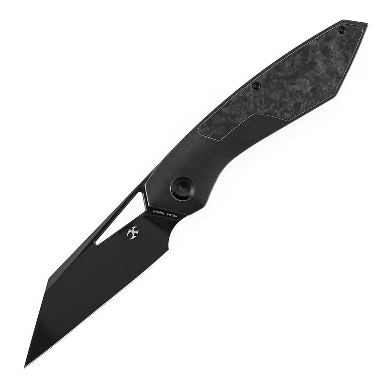 KANSEPT STRIP | Thumb Hole | Shred Carbon Fiber & Blackwash Titanium | 3.4" Mirror DLC Magnacut Blade | RON STEELE DESIGN | K1113A1
