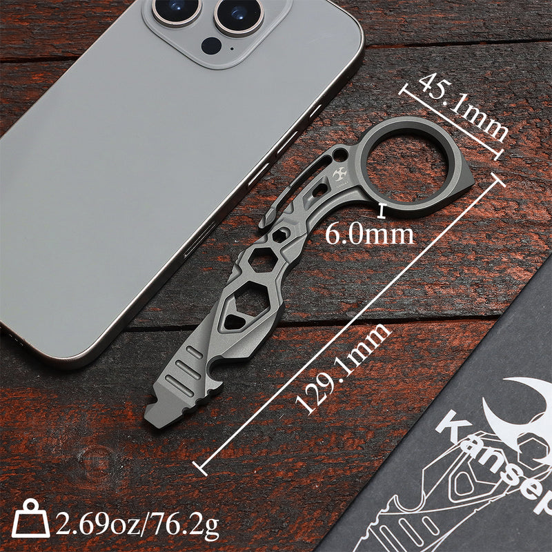 Kansept EDC Tool PryMate G008A7 Grey Anodized Titanium Multifucntional Tool Designed by Sebastian Irawan