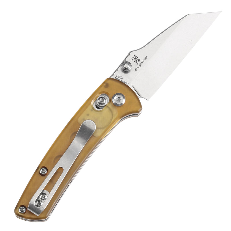 KANSEPT Little Main Street Cross Bar Lock Yellow PEI Handle (2.26'' Stonewashed 154CM Blade) Dirk Pinkerton Design T2015V1
