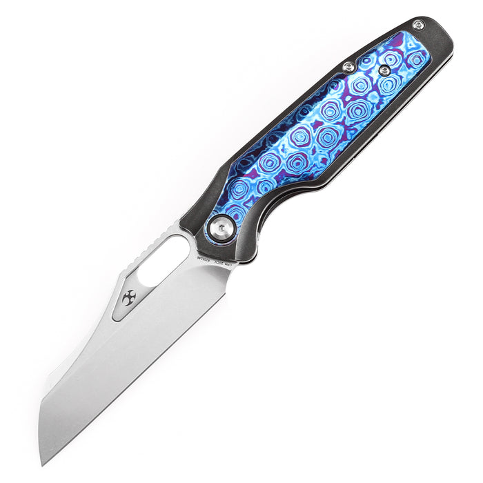 KANSEPT Tuckamore Thumb Hole Knife Blackwash Titanium and Timascus Handle (3.54" CPM 20CV Blade)  -K1052A6