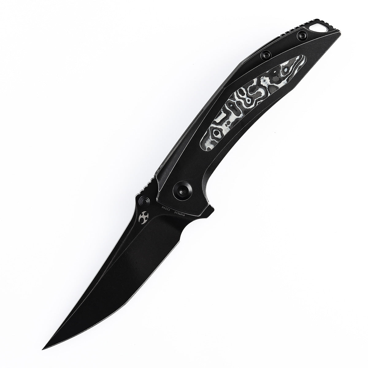Bakuページ KANSEPT Baku Flipper/Thumb Hole Knife Titanium + Black White