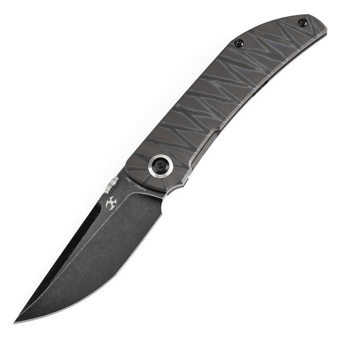 KANSEPT Tarkin Frame lock Knife Tiger Stripe Flamed Titanium Handle (3.36'' 20CV Blade) Matthew Christensen Design - K1078A7