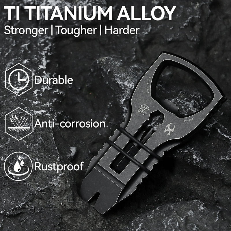 PryOfSorts Titanium EDC Multi-Tool | Pry Bar, Bottle Opener & Magnetic Bit Driver | Blackwash Anodized | Designed by Koch Tools-C010A2