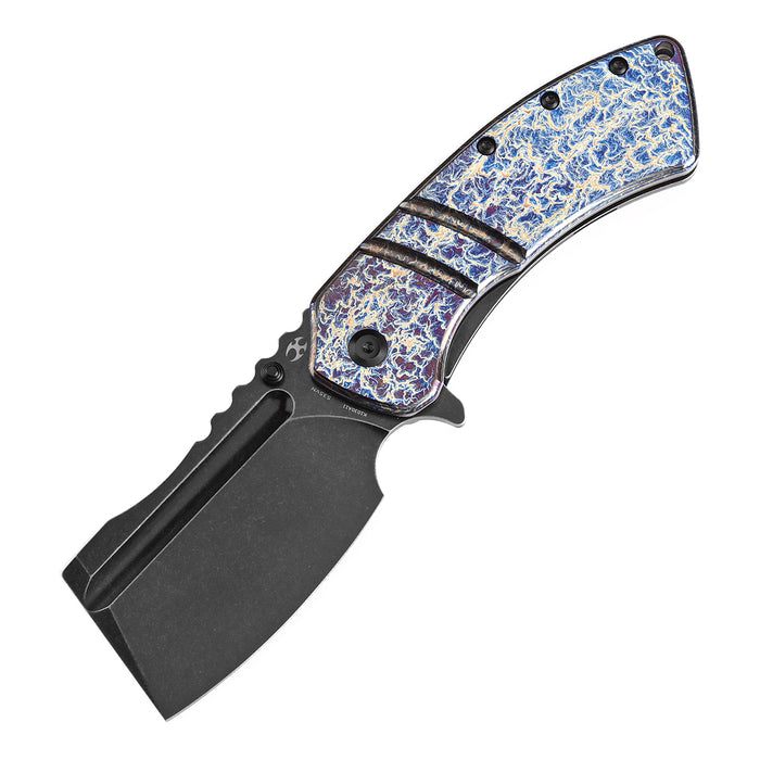 KANSEPT XL Korvid Flipper Knife Titanium with Lightning Strike Finish Handle (3.55'' CPM S35VN Blade) Koch Tools Design-K1030A11