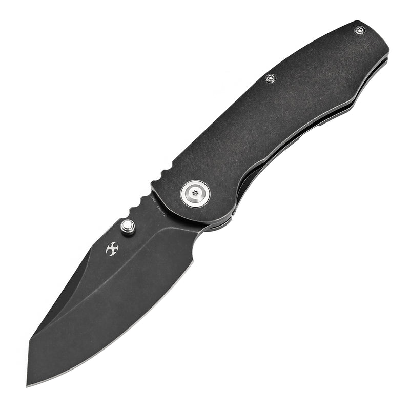 KANSEPT Caveman Thumb Stub Blackwash Titanium Handle (3.57" CPM 20CV Blade) with Jesse Pauley Design-K1110A2