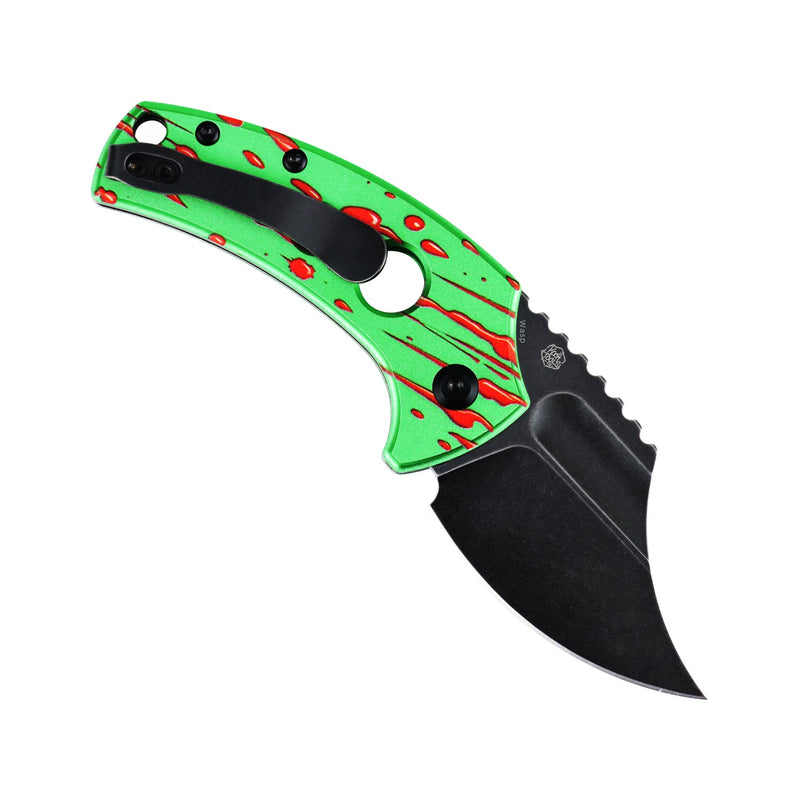 Wasp | Button Lock | Green Aluminum with Zombie Blood Print | 2.36" 154CM | Koch Tools | T2144F8