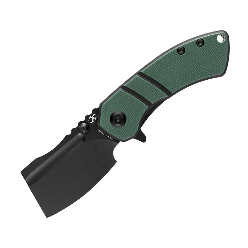 KANSEPT Korvid M Thumb Studs/Flipper Knife Green and Black G10 Handle (2.45'‘154CM Blade ) Koch Tools Design-T2030A1