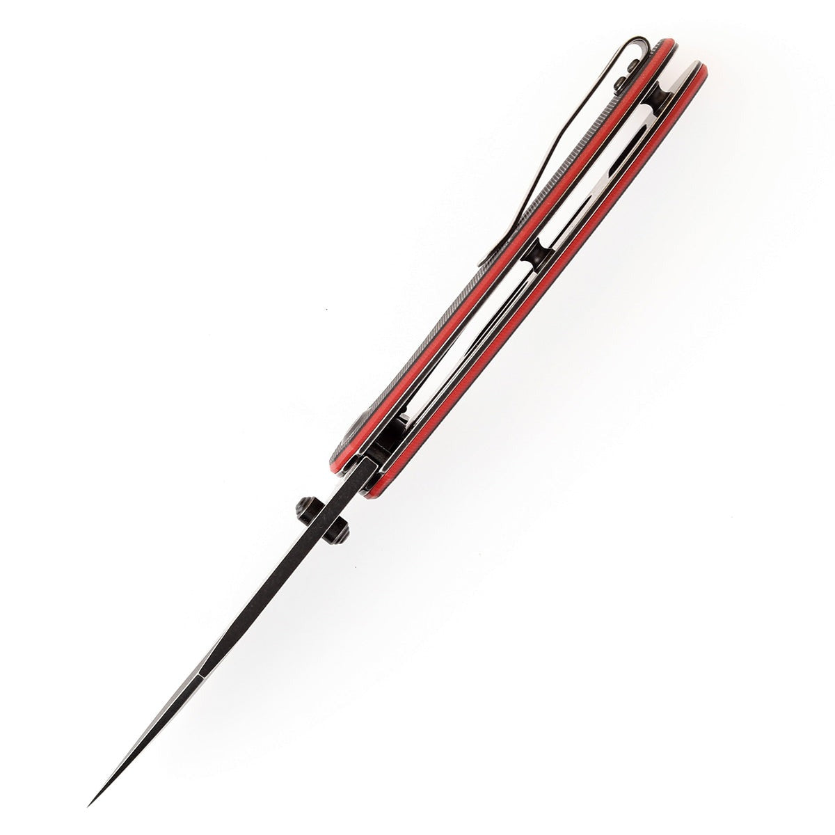 KANSEPT Nesstreet Thumb Stub Knife Black & Red G10 Handle (3.58