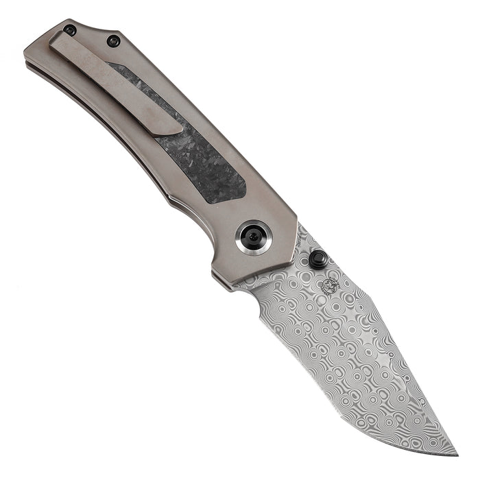 KANSEPT Fermi FatCarbon Dark Matter Glow Carbon Fiber Handle (3.11" Damascus Blade) Burchtree Designs-K1122A2