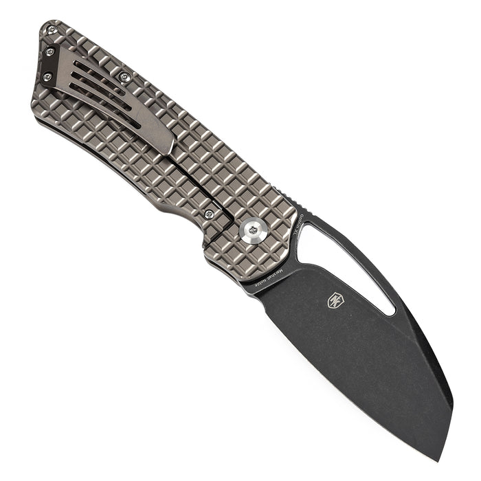 Kansept Goblin XL Thumb Hole Knife Bronze Anodized Titanium with Frag Pattern Handle ( 3.50''CPM-S35VN Blade) Marshall Noble Design-K1016W1