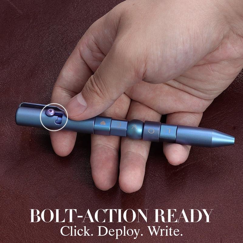 Kansept EDC Titanium Bolt-Action Pen Customizer– Customizable Inserts, LOVE Pattern | Designed by Kevin Passon|G013P3