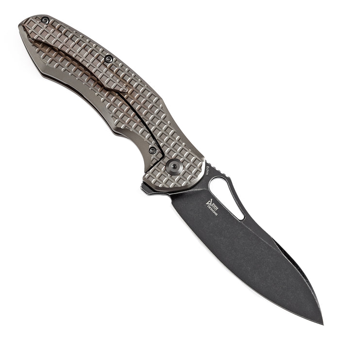 KANSEPT Echis Thumb Hole Bronzed Anodized Titanium with Frag Pattern Handle (3.45''CPM S35VN Blade ) Djinn Design -K1071A6