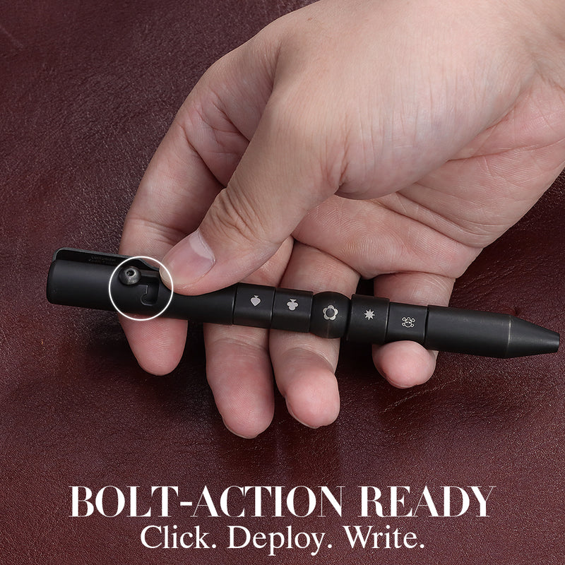 Kansept EDC Titanium Bolt-Action Pen Customizer– Customizable Inserts, Viking Pattern | Designed by Kevin Passon|G013P2