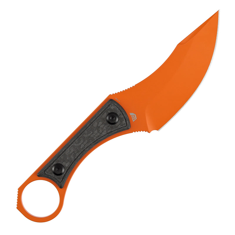 Niko |  Fixed Blade | Twill Carbon Fiber | 3.54" Orange Coated D2 | Marco Knives Design | G004A92