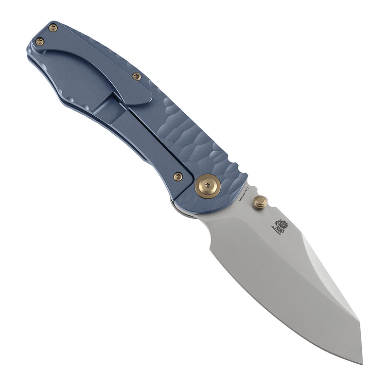 Kansept Caveman | Frame Lock | Blue Anodized and Stonewashed