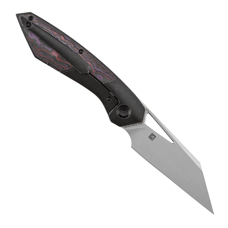 KANSEPT STRIP | Thumb Hole | Purple Haze Fatcarbon+Blackwash Titanium | 3.4" Magnacut Blade | RON STEELE DESIGN | K1113A2