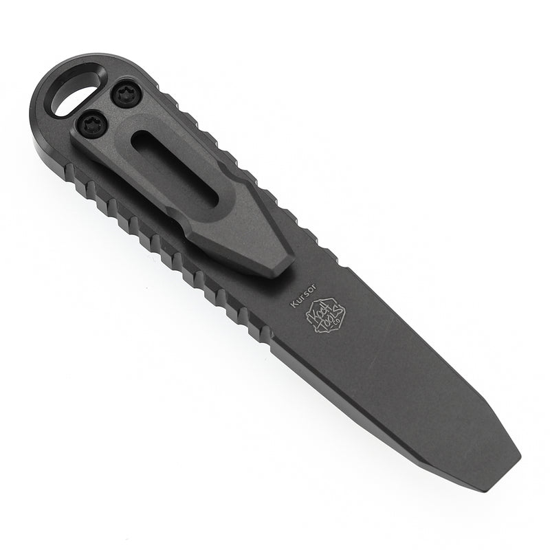 Kansept EDC Kursor Gray Anodized Titanium+Blue Micarta with Tsukamaki-Inspired Pattern Designed by Koch Tools-G015A3