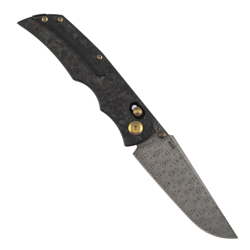 KANSEPT SIF Crossbar Lock Shred Carbon Fiber Handle (3.76" Damascus Blade) AGO Knives Designed- K1100V4