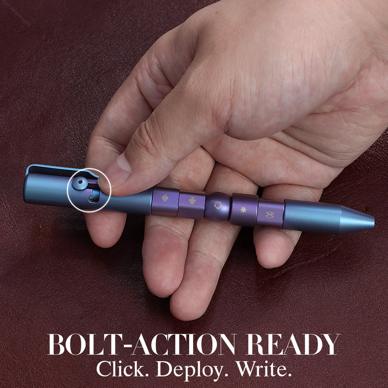 Kansept EDC Titanium Bolt-Action Pen Customizer – Customizable Inserts, Viking Pattern | Designed by Kevin Passon|G013P5