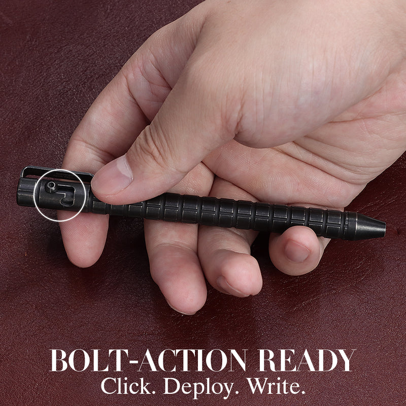 Kansept EDC Scavenger Bolt Action Blackwash Titanium Pen with Frag Pattern Designed by Kevin Passon-G013H4
