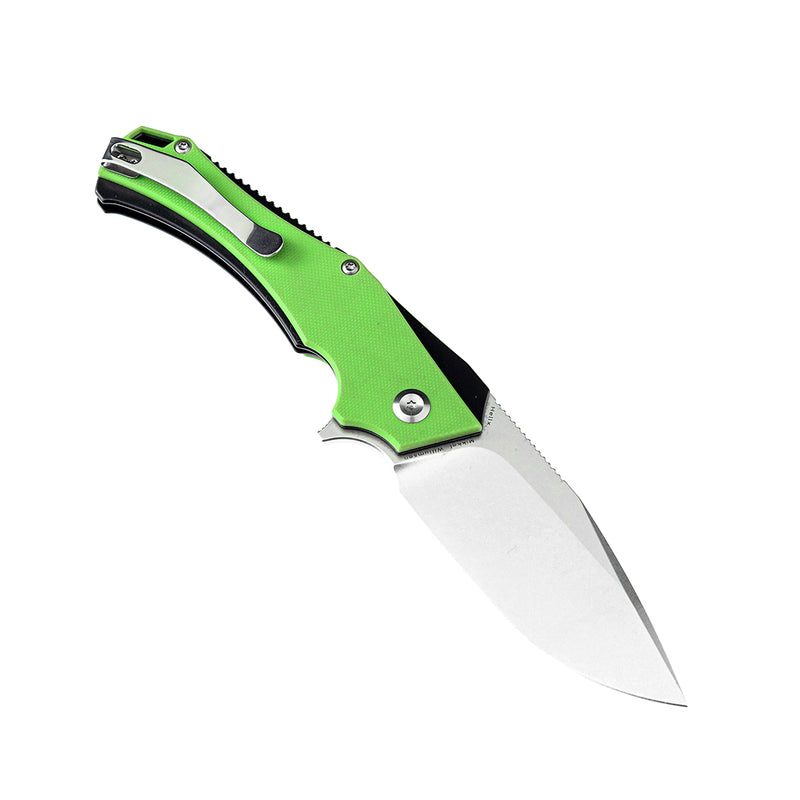 KANSEPT Hellx T1008A5 Stonewashed D2 Blade Green G10+ Black Anodized Stainless Steel Handle with  Mikkel Willumsen Design