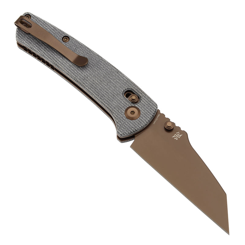 KANSEPT Main Street Thumb Studs/Crossbar Lock Knife Black Micarta Handle (3.36''Rose Gold Coated 154CM Blade) Dirk Pinkerton Design-T1015V11