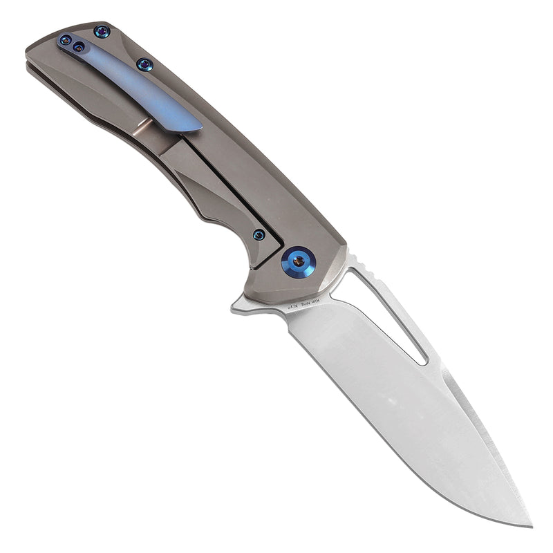 KANSEPT KRYO Thumb Hole Bronze Anodized and Stonewashed Titanium Handle (3.58" CPM S35VN Blade) Kim Ning Design-K1001A8