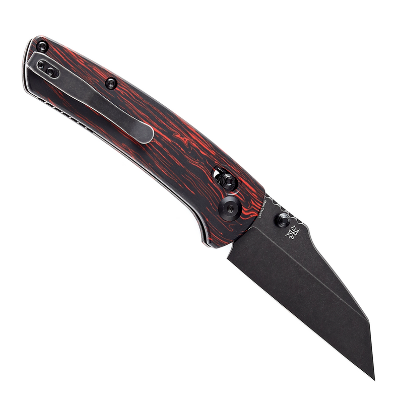 KANSEPT Main Street Thumb Studs/Crossbar Lock KnifeBlack and Red G-Mascus Handle (3.36''154CM Blade) Dirk Pinkerton Design-T1015V5