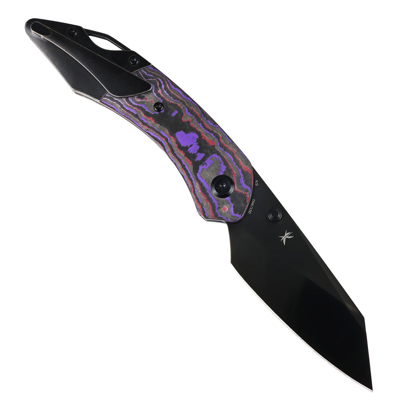 Exclusive | K9 | Bolster Liner Lock | Purple Haze Fatcarbon & Balckwash Titanium | 3.63" Black Mirror DLC CPM S35VN| Keanison Knives Design | K1151A5