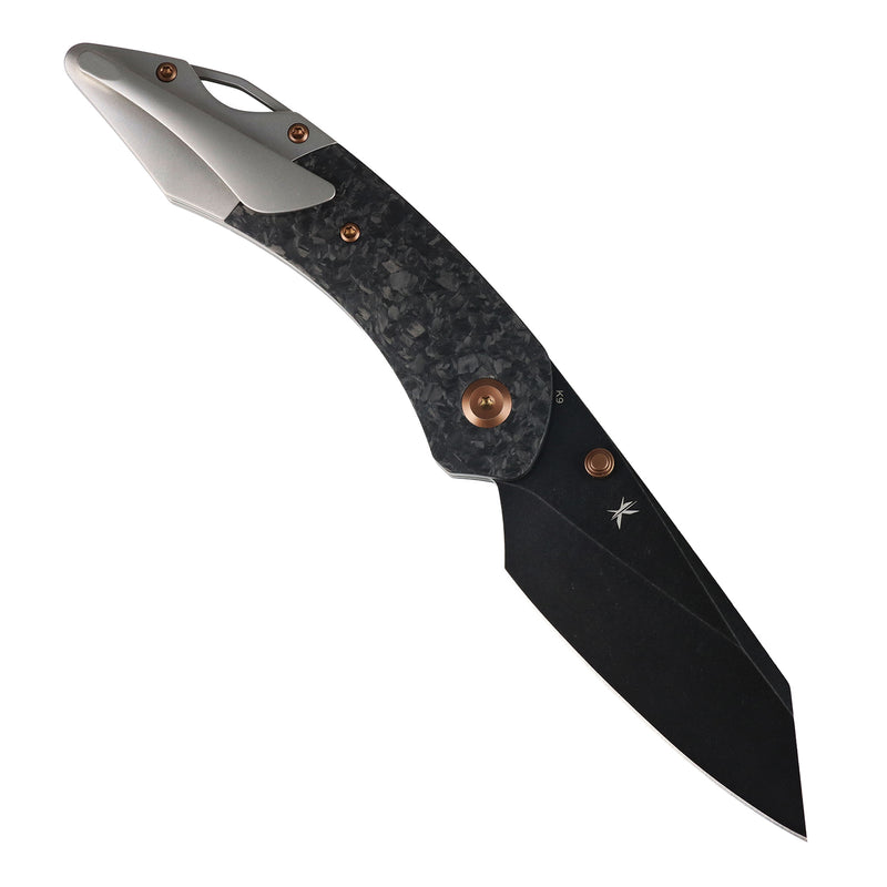 K9 | Bolster Liner Lock | Shred Carbon Fiber & Plain Titanium | 3.63" CPM S35VN | Keanison Knives Design | K1151A1